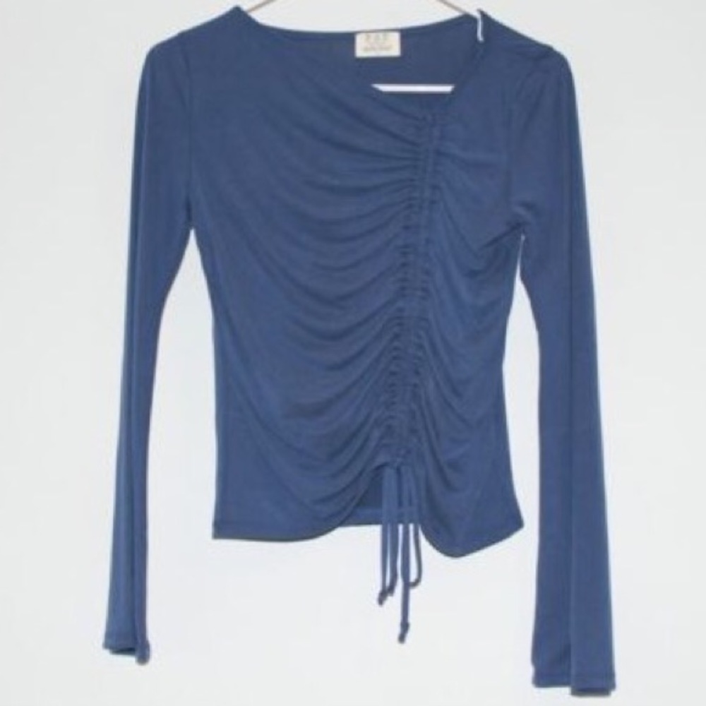 Womens Navy Runched Top
